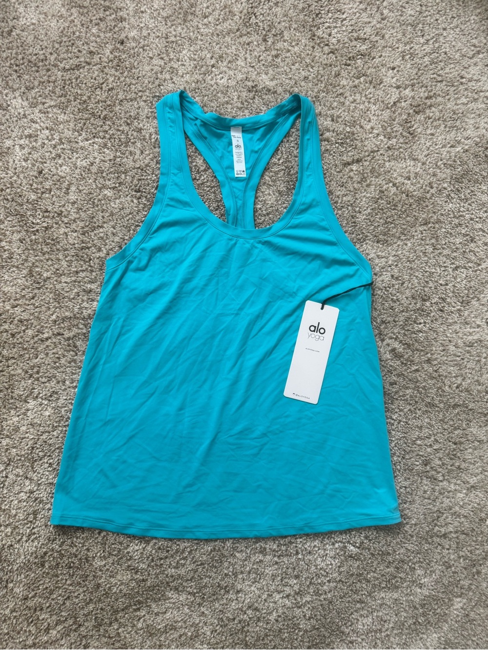 ALO Yoga Bright Aqua Pulse Racerback Tank Top